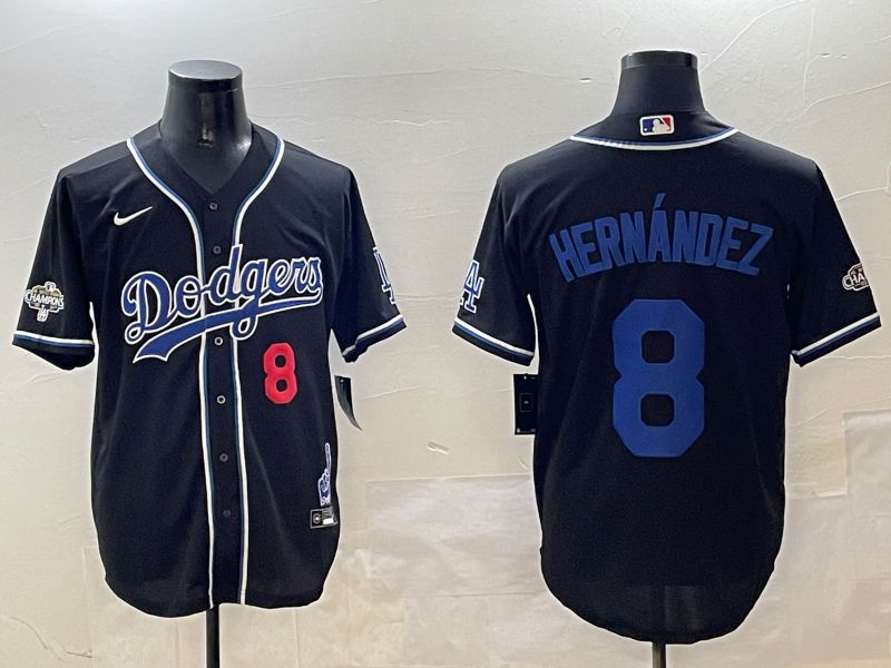 Men Los Angeles Dodgers #8 Hernandez Black Fashion Game 2025 Nike MLB Jersey style 3066